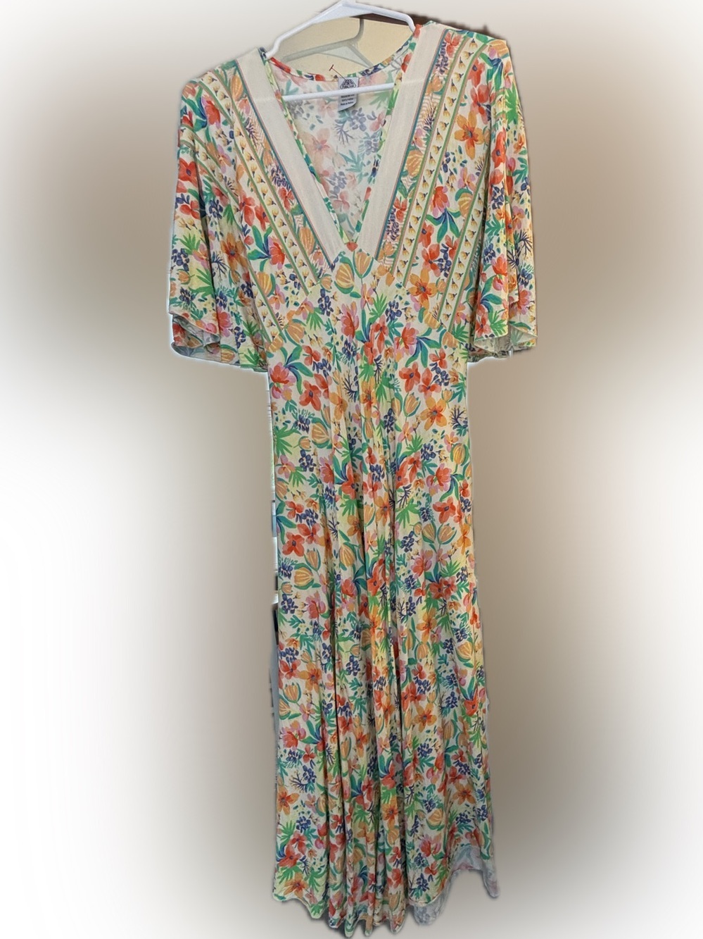 Tubazaar Floral V-Neck Maxi Cotton Dress